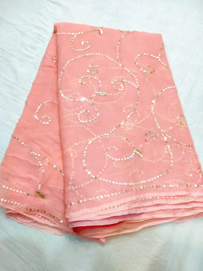 Pure Chiffon Saree With Sequins Work