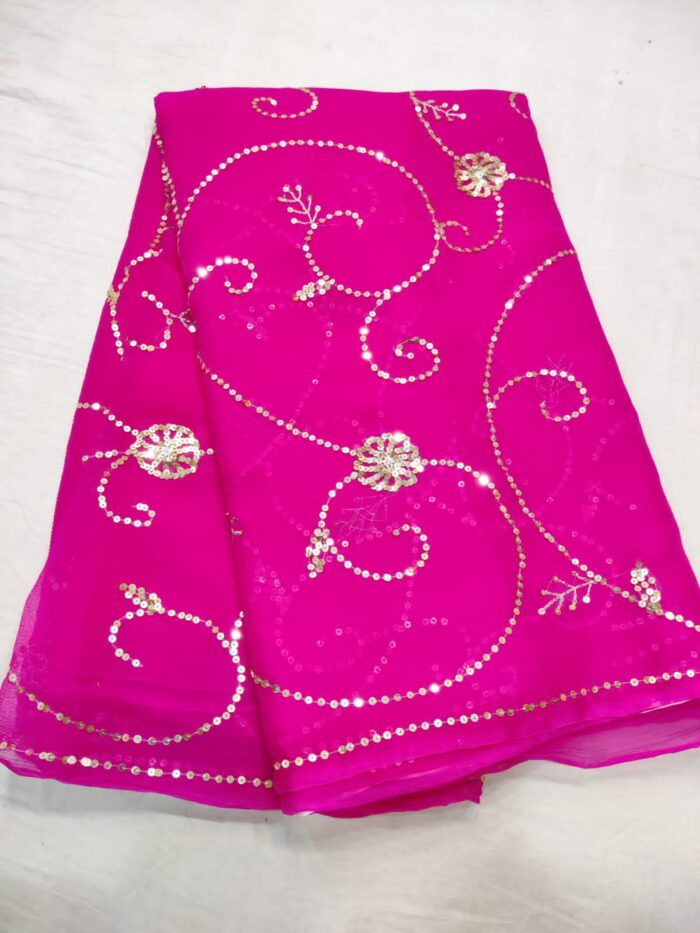 Pure Chiffon Saree With Sequins Work