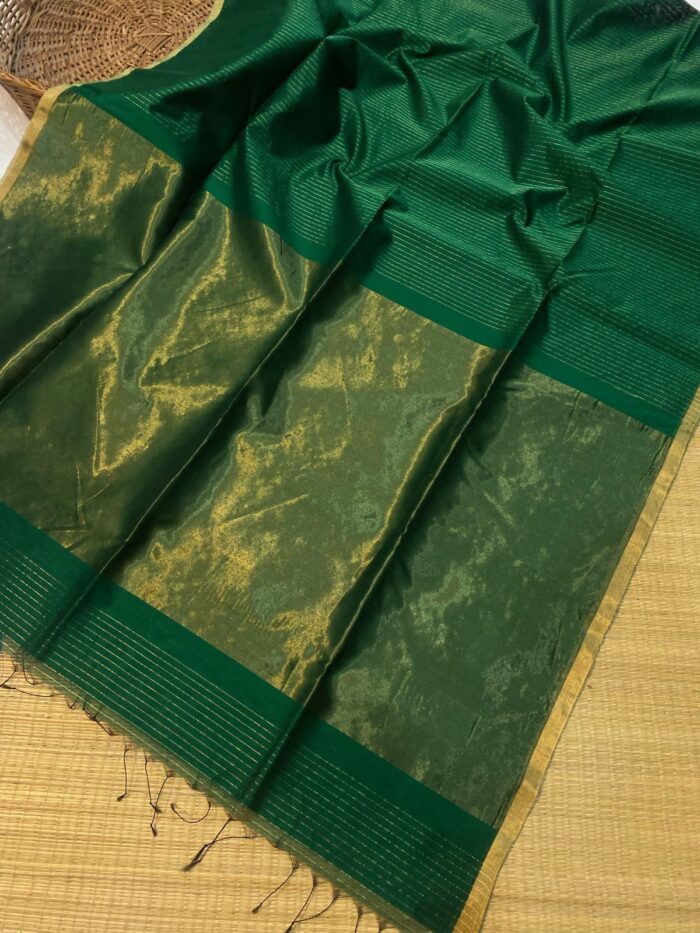 Maheshwari Handloom Zari Piping Border Zari Stripe Sarees