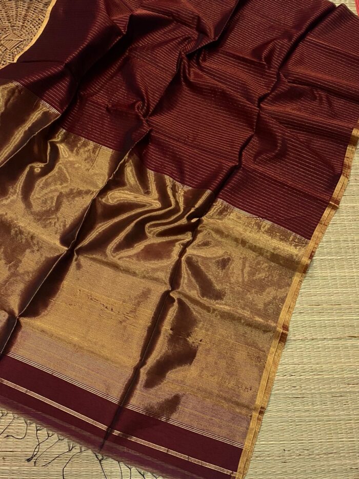 Maheshwari Handloom Zari Piping Border Zari Stripe Sarees