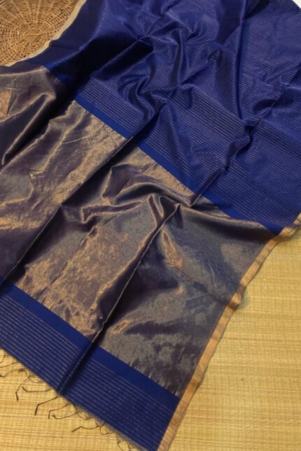 Maheshwari Handloom Zari Piping Border Zari Stripe Sarees