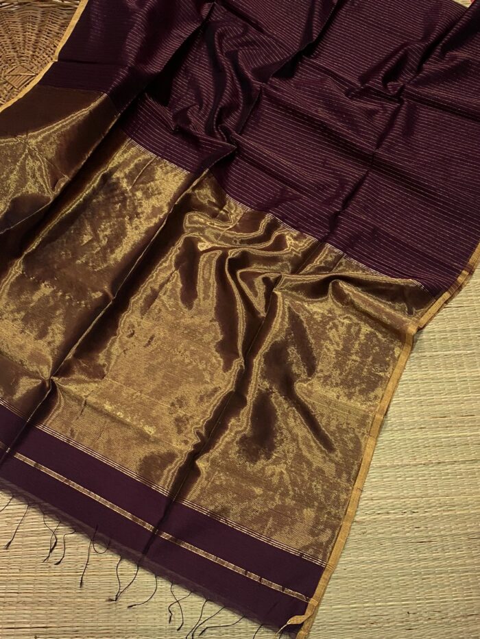Maheshwari Handloom Zari Piping Border Zari Stripe Sarees