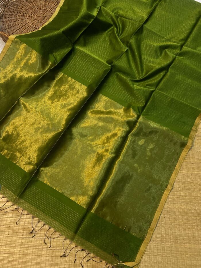 Maheshwari Handloom Zari Piping Border Zari Stripe Sarees