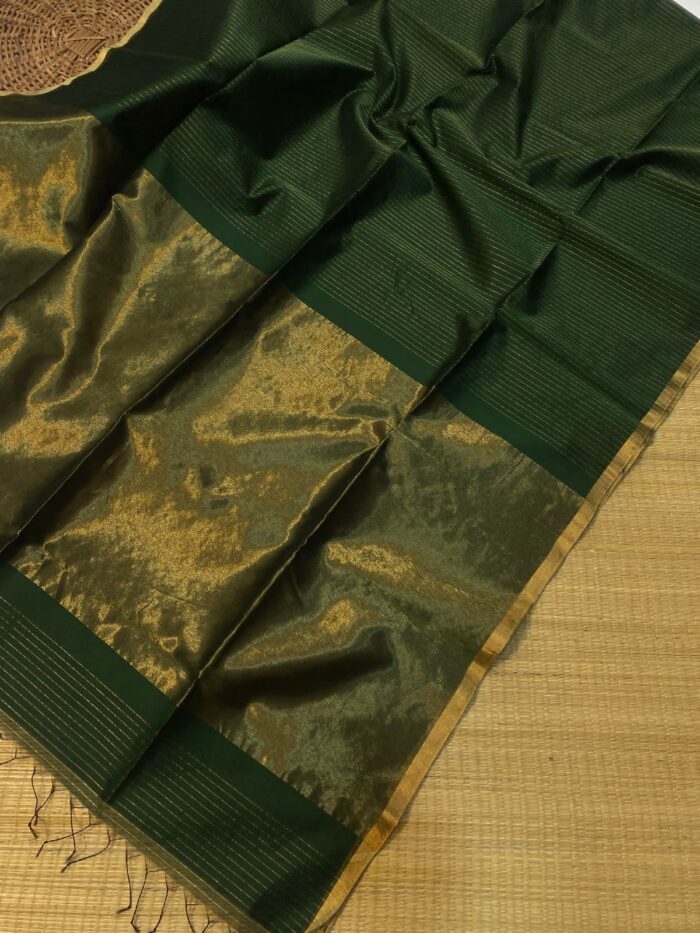 Maheshwari Handloom Zari Piping Border Zari Stripe Sarees