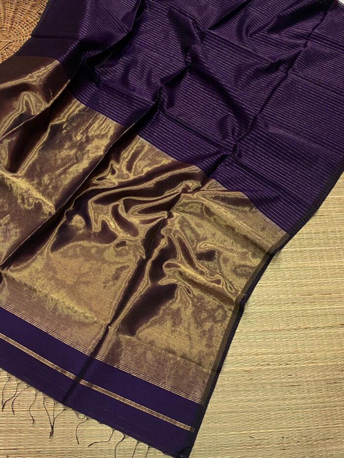 Maheshwari Handloom Zari Piping Border Zari Stripe Sarees