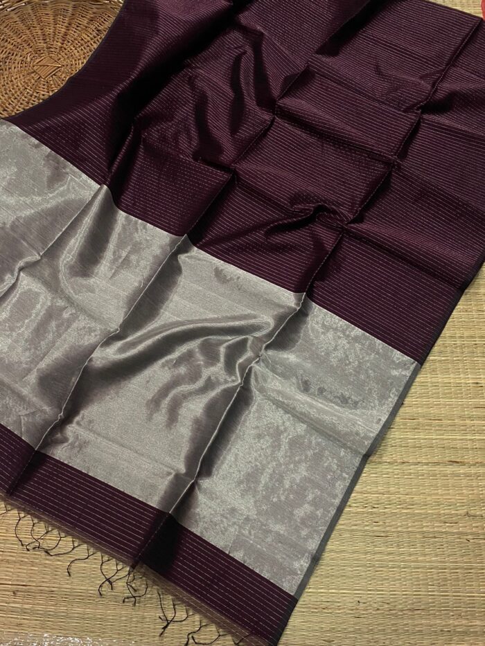 Maheshwari Handloom Zari Piping Border Zari Stripe Sarees