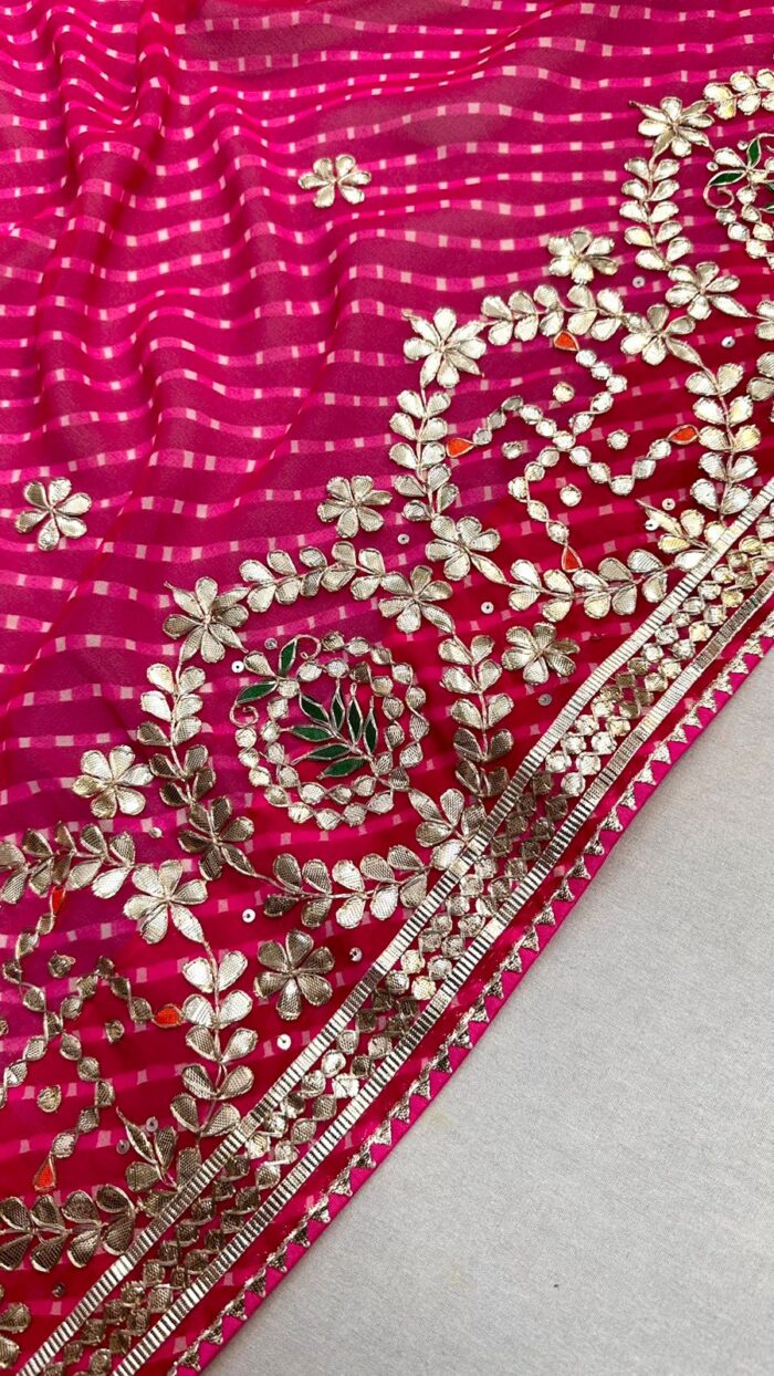 Sare Sagaa Pure Georgette Pink Leheriya  Saree with Gotapatti Work