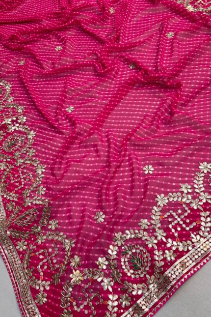 Sare Sagaa Pure Georgette Pink Leheriya  Saree with Gotapatti Work