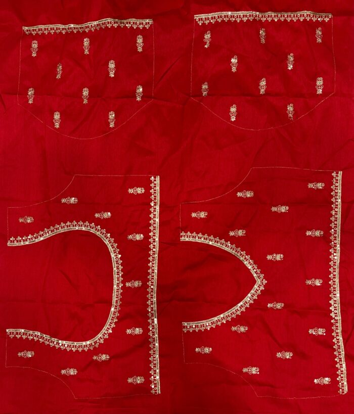 Red & White Embroidered Puja Special Silk Saree