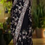 Black Pure Georgette Saree Adorned With Intricate Allover Parsi Embroidery