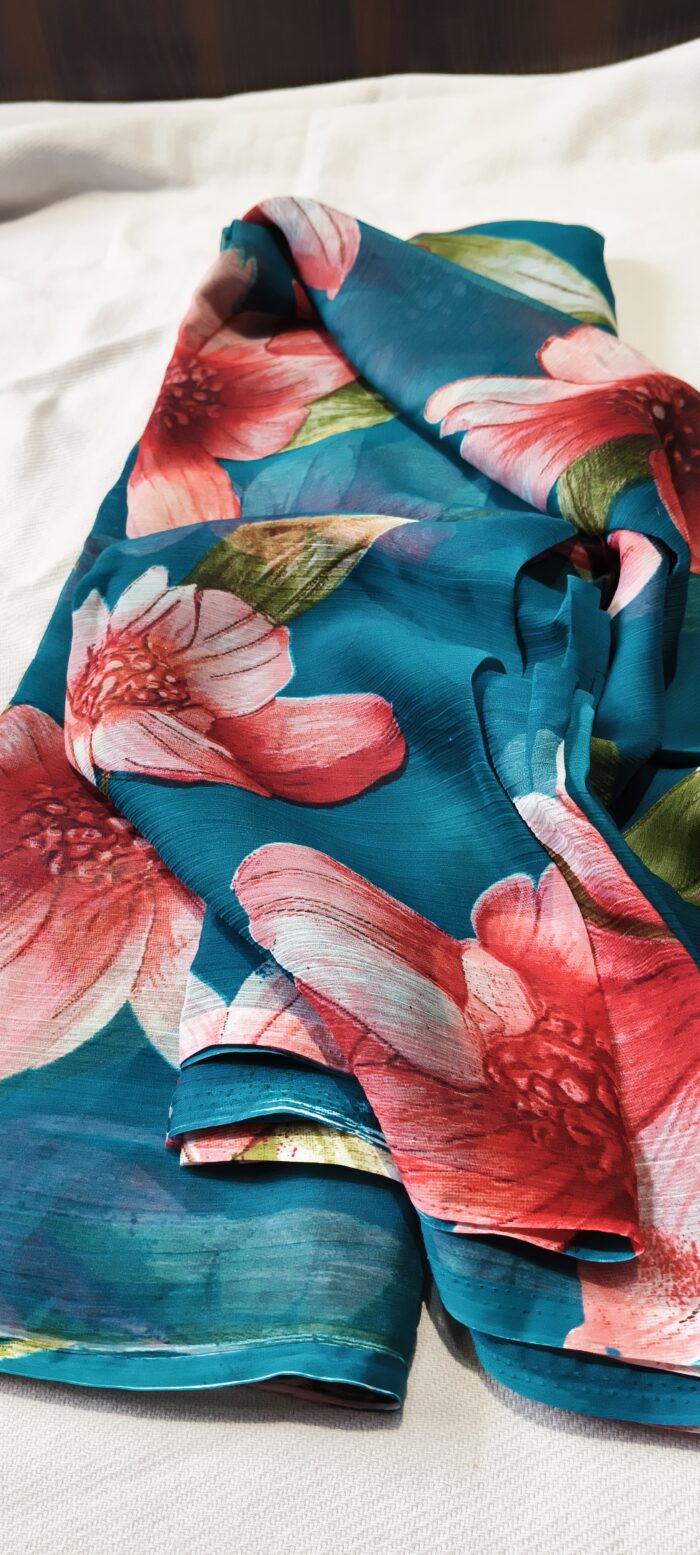 Floral Printed Chiffon Saree