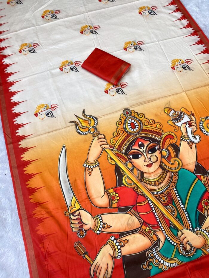 Celebrate Durga Pooja in style with our stunning Cotton Tussar sarees