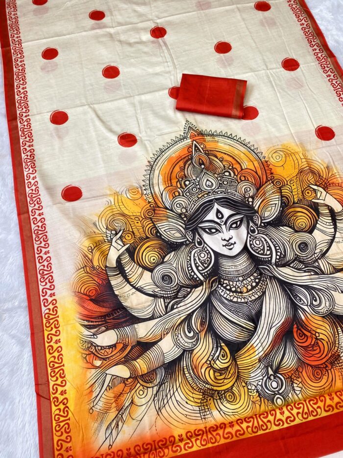 Celebrate Durga Pooja in style with our stunning Cotton Tussar sarees