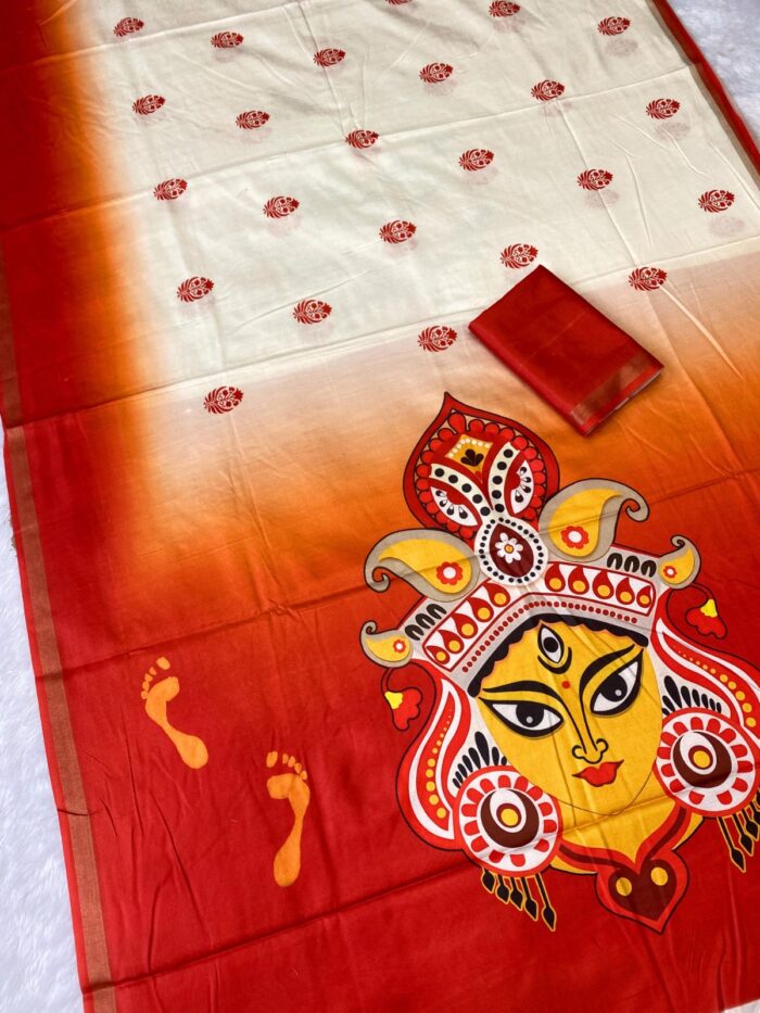Celebrate Durga Pooja in style with our stunning Cotton Tussar sarees