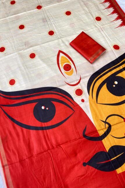 Celebrate Durga Pooja in style with our stunning Cotton Tussar sarees