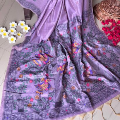 Purple munga cotton saree