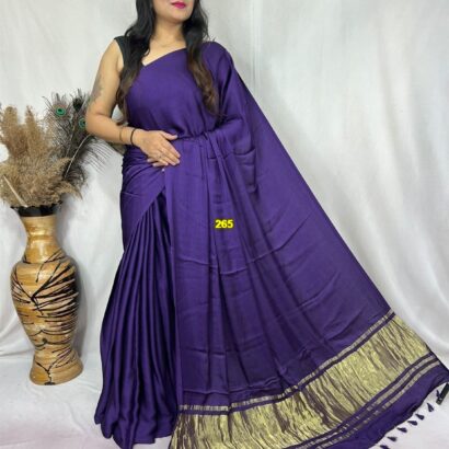 Royal Purple Modal Silk Tissue Pallu Saree with Tassels