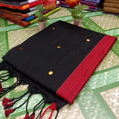 Black & Maroon Red Premium Contrast Border Saree with elegant plain body and stylish border design