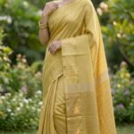 Elegant Mustard Gold Semi Matka Silk Saree with Zari Weaving and Rettapet Border