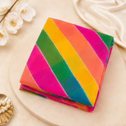 Soft Leheriya Chiffon Multicolor Saree with Vibrant Rainbow Stripes and Lightweight Elegant Drape