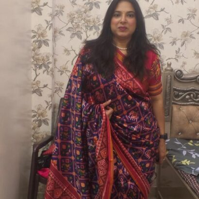 Ethnic Patola Silk Saree with Attached Tassels