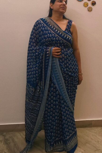 Soft georgette saree with Traditional Border Design