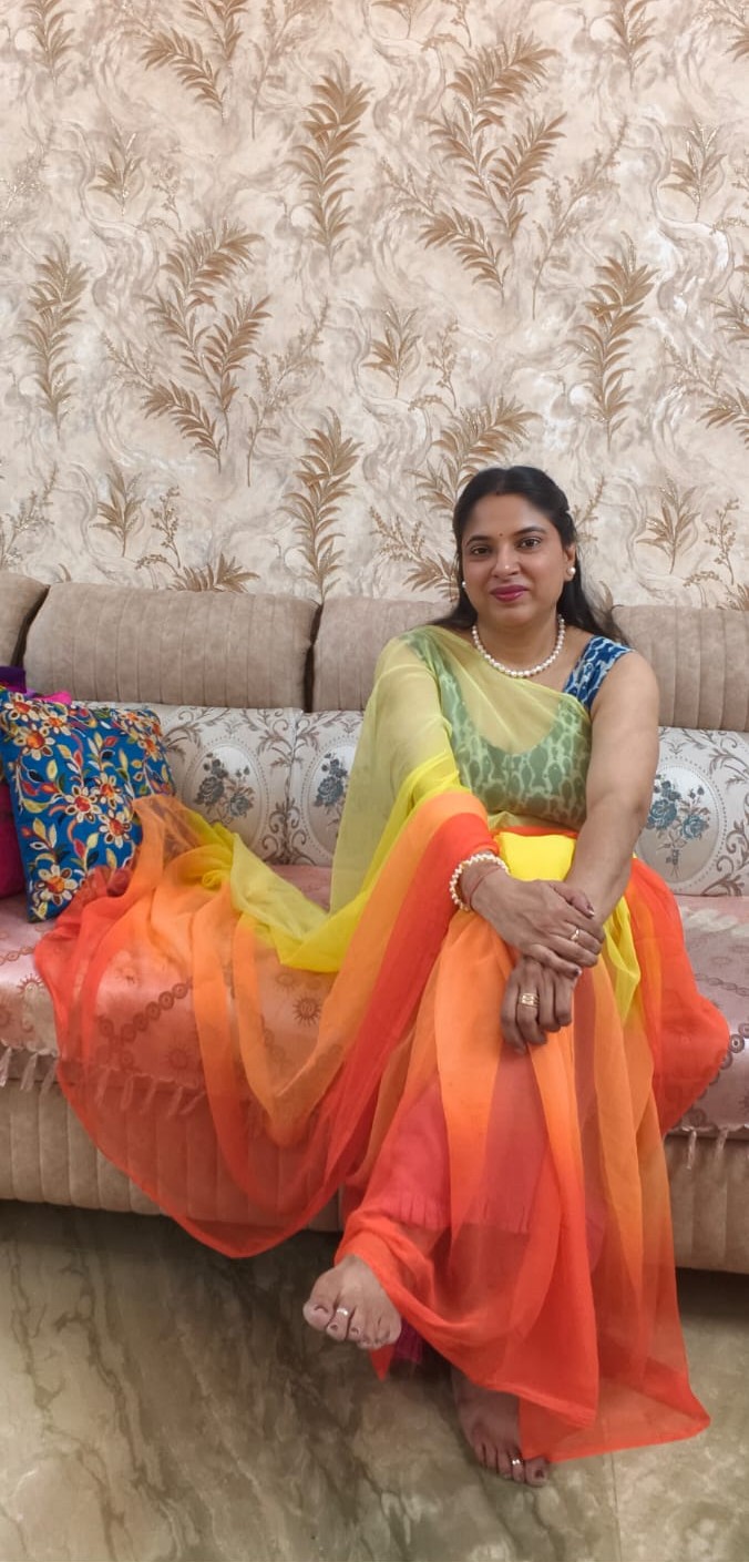 Alia Bhatt Inspired Georgette Saree in Yellow Orange Ombre Shade, Soft Georgette Multi Shade Flowy Saree Without Blouse