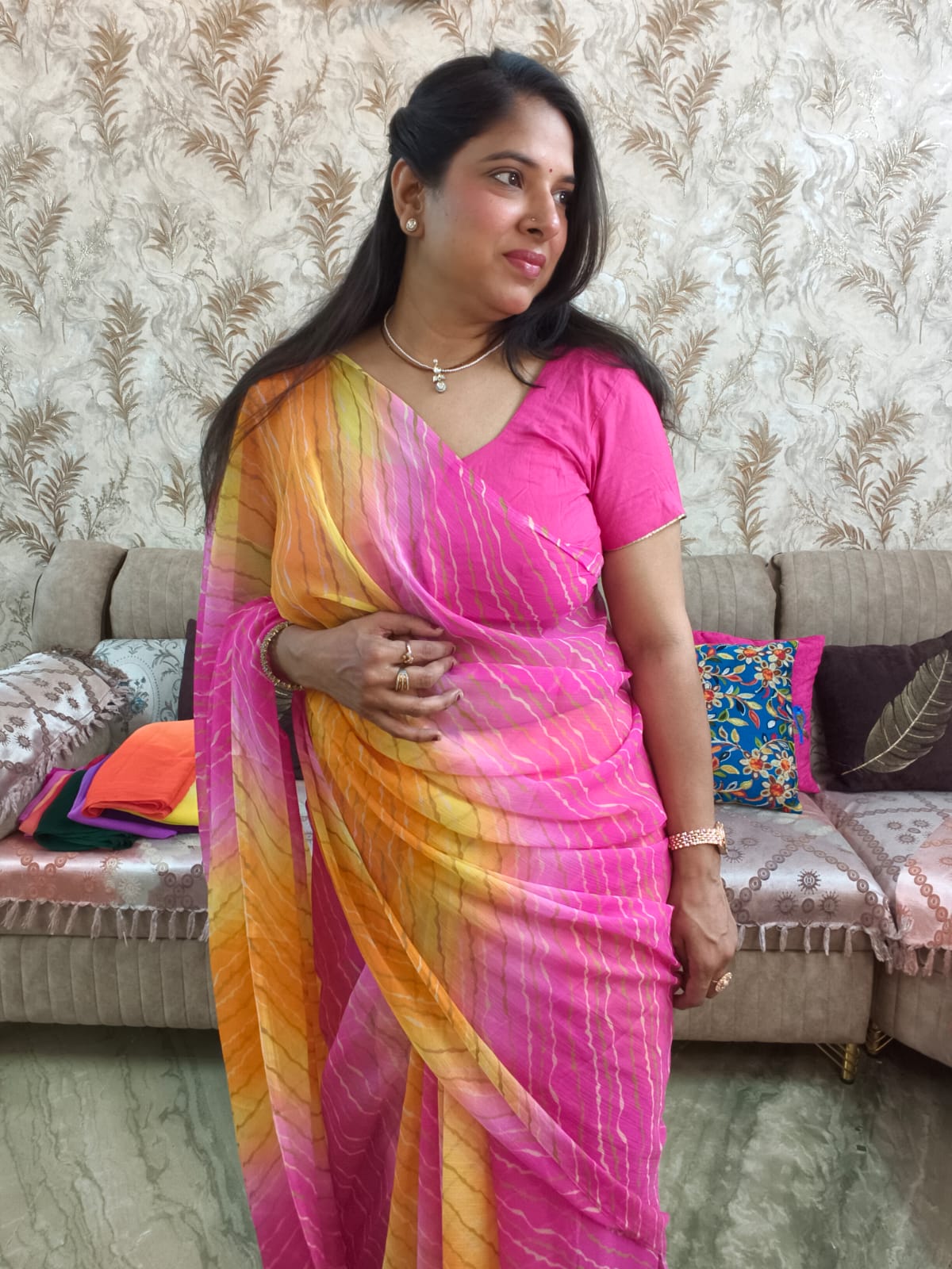 Multicolor Chiffon Saree