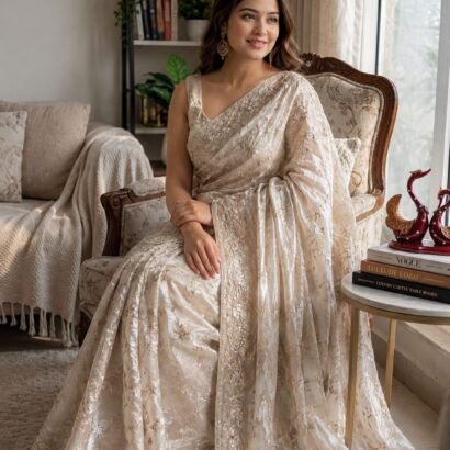 Sequence Saree with Zari Embroidery Work