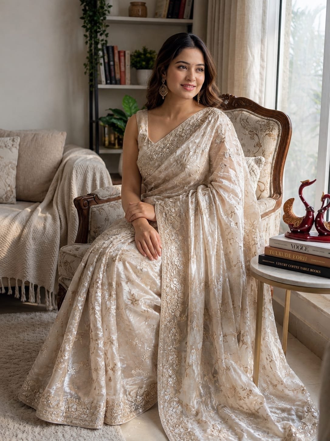 Sequence Saree with Zari Embroidery Work