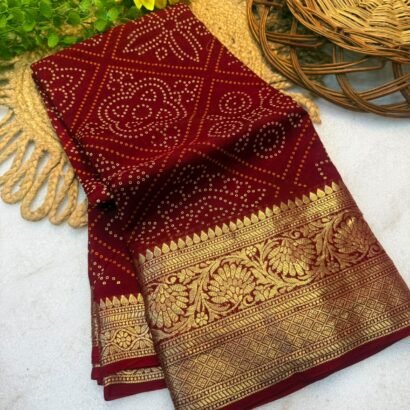 Soft Cotton Silk Saree with Traditional Hand Bandhej Print