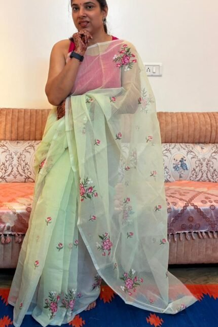 Kota Doria Saree Ivory Color
