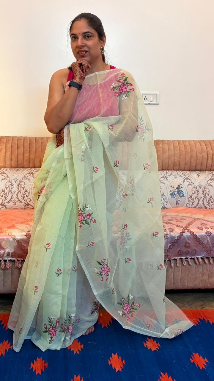 Kota Doria Saree Ivory Color