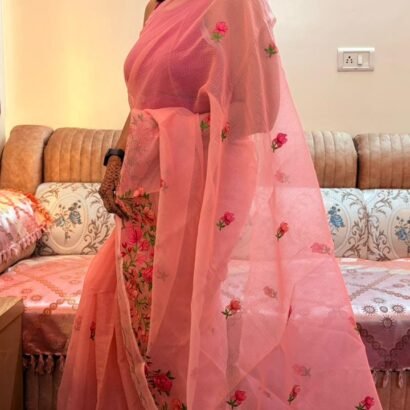 Pink Kota Doria Saree