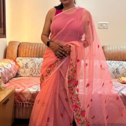 Pink Kota Doria Saree