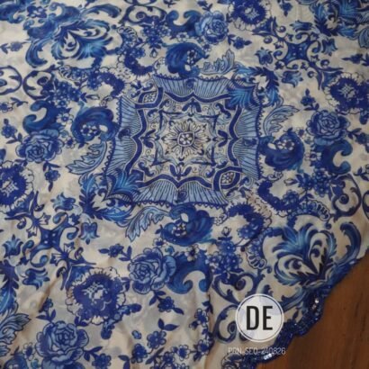 Blue Thikri Print Georgette Saree with Sequence and Cutdana Handwork