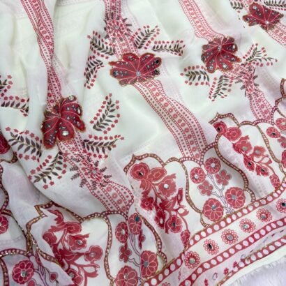 Designer Georgette Saree with Real Mirror Work and Katdana Embellishments