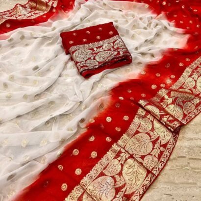 Durga Puja saree fabric texture, soft viscose georgette