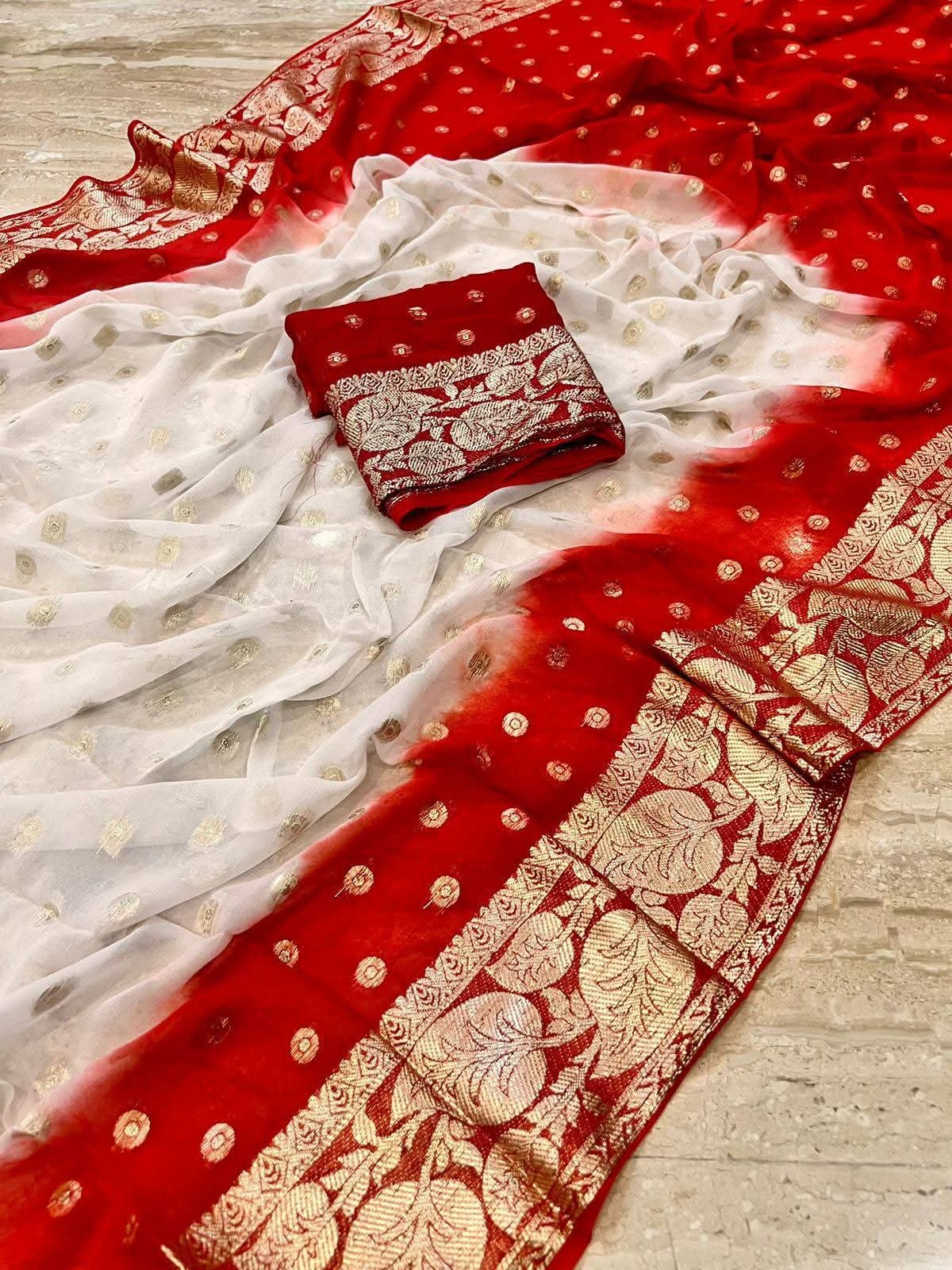 Durga Puja saree fabric texture, soft viscose georgette