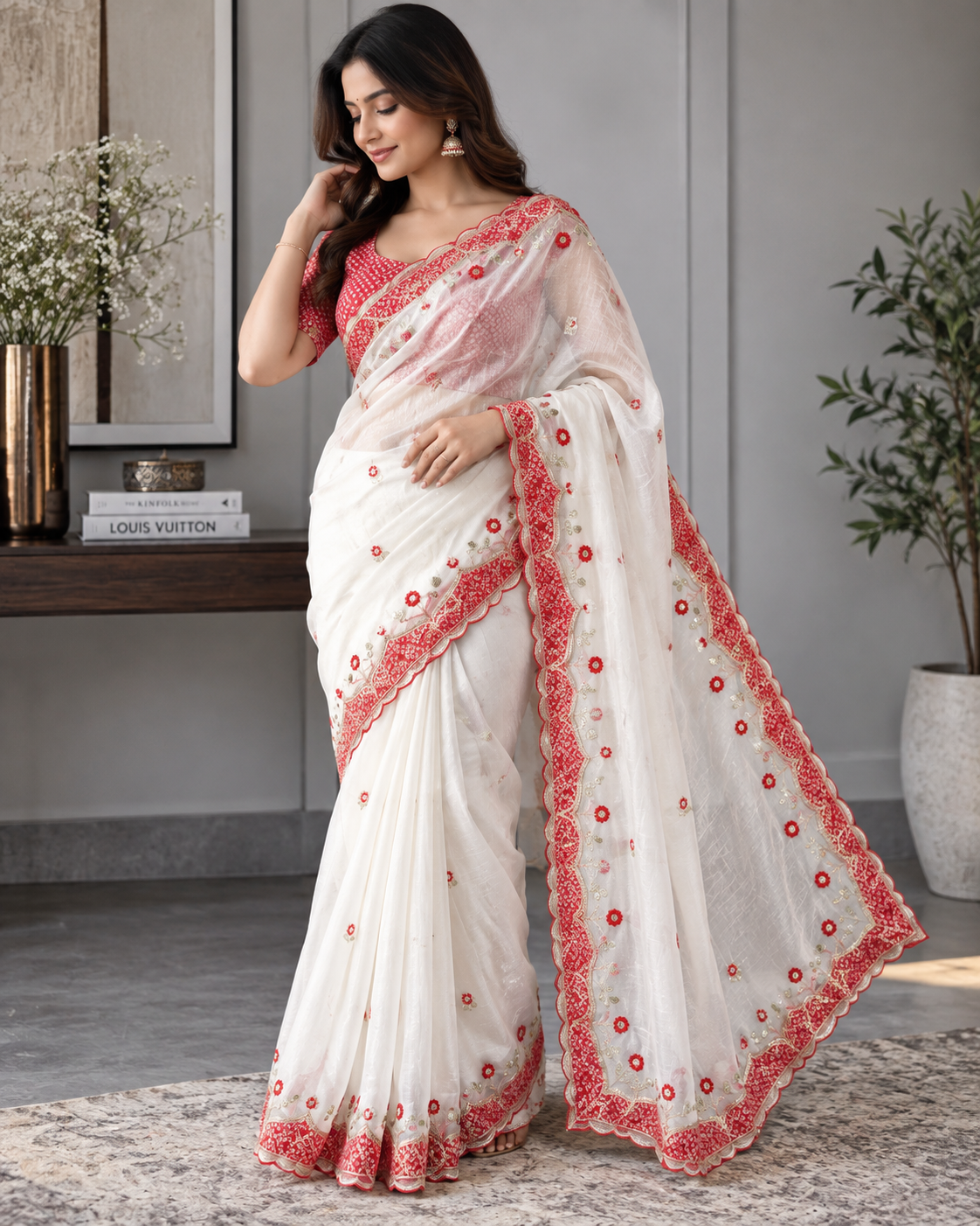 Durga Puja Special Saree Durga Puja Special Saree in NC Moss fabric with appliqué and sequin work